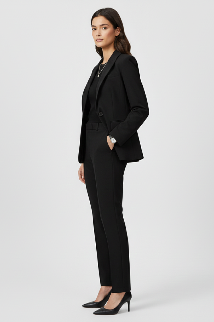 Women’s Blazer with Structured Lapel and Front Closure