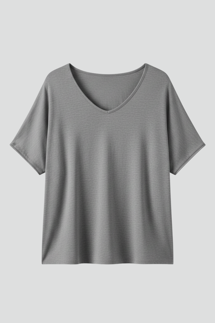 Women’s Blouse with Round Neck and Short Sleeves