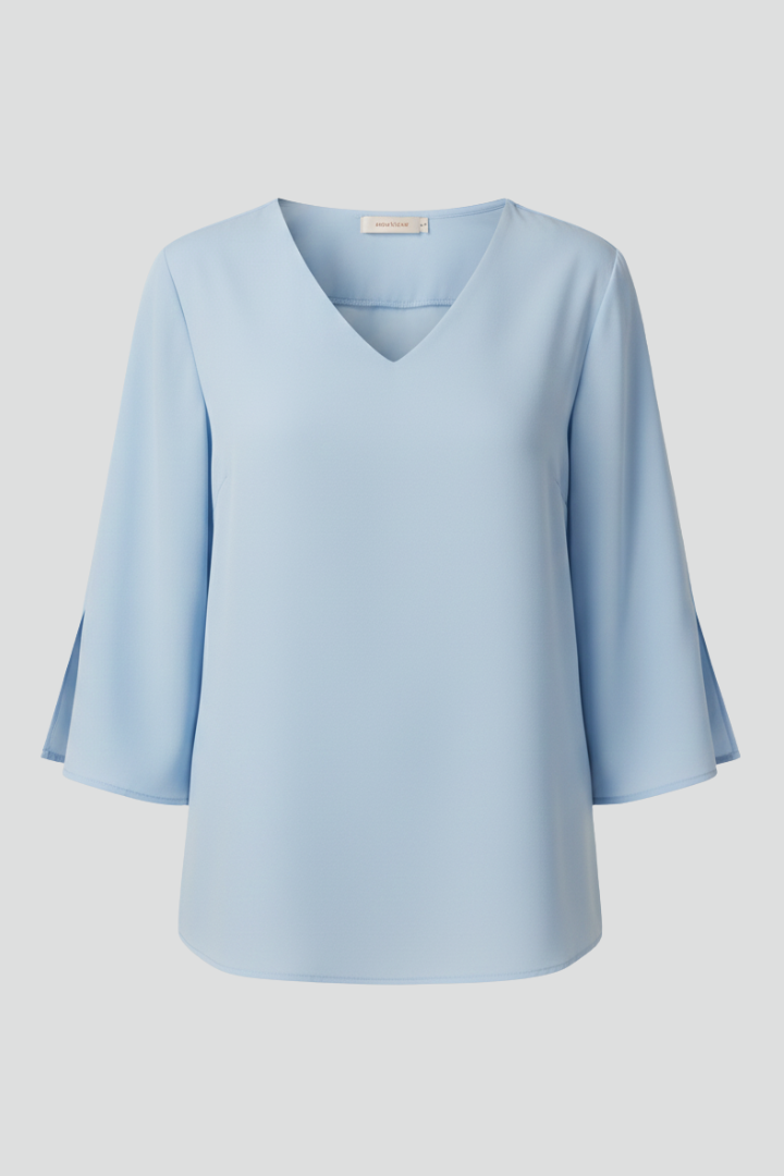 Women’s Blouse with V-Neck and Short Sleeves