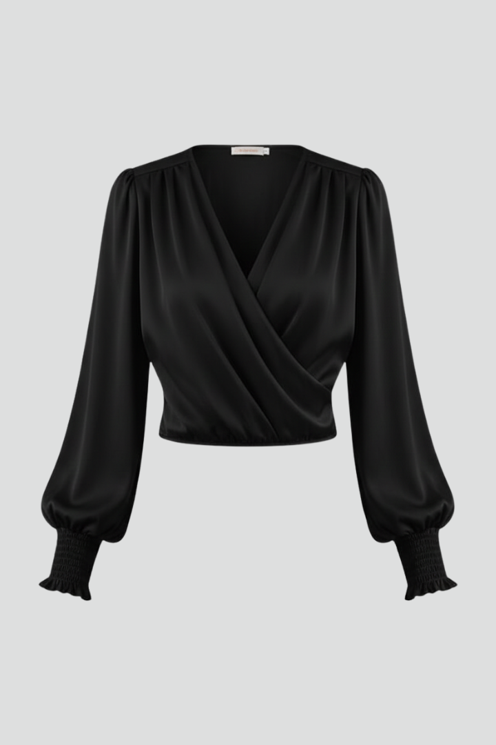 Women’s Blouse with V-Neck and Wrap Front