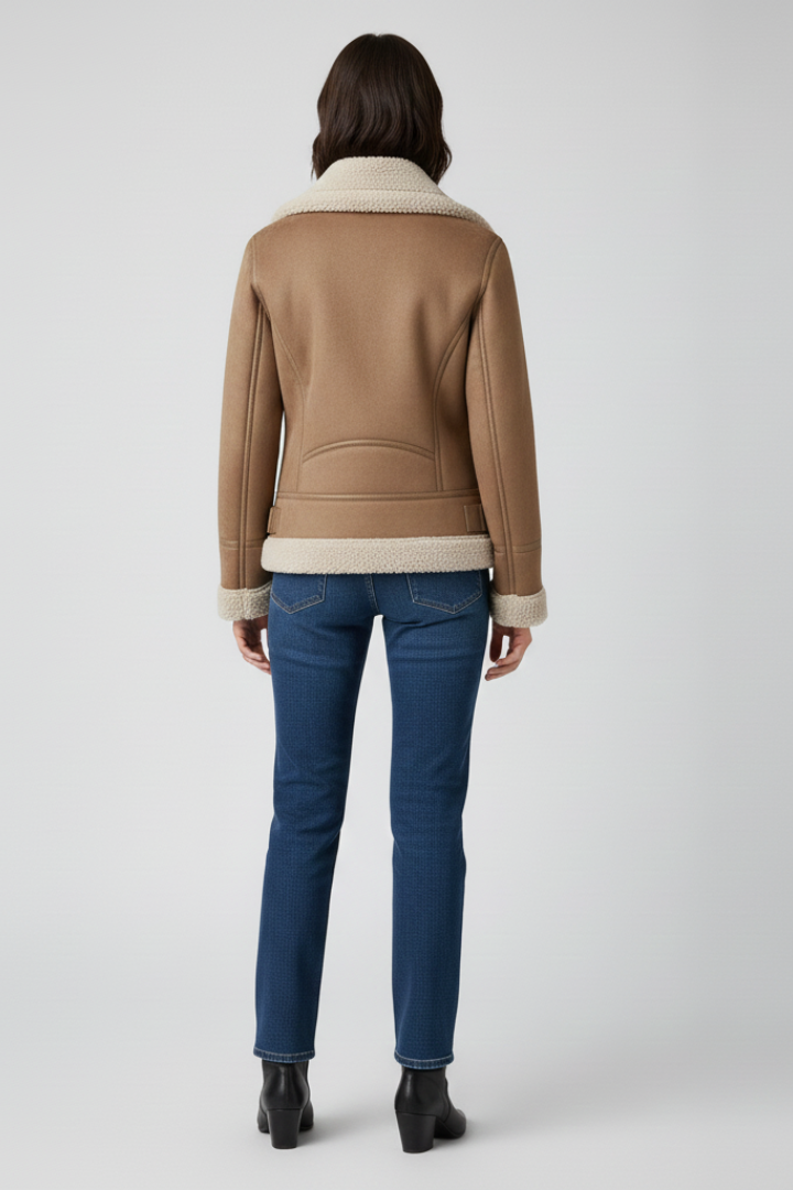 Women’s Bomber Jacket with Boxy Shape and Ribbed Cuffs