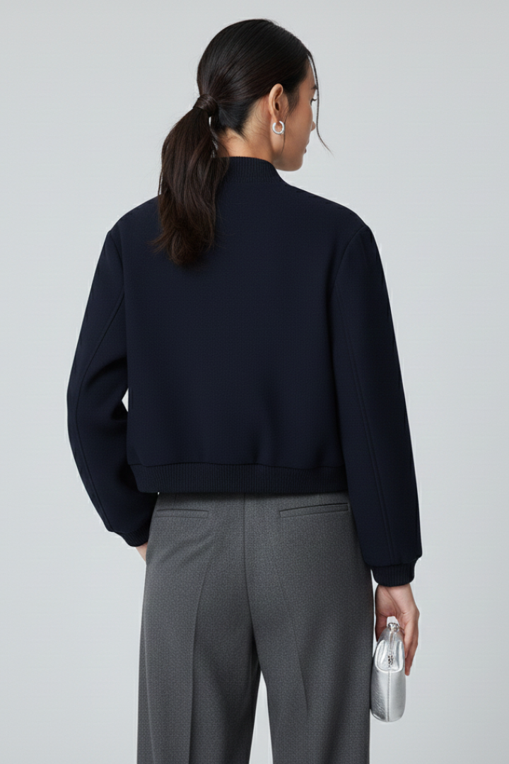 Women’s Bomber Jacket with Cropped Cut and Shaped Silhouette