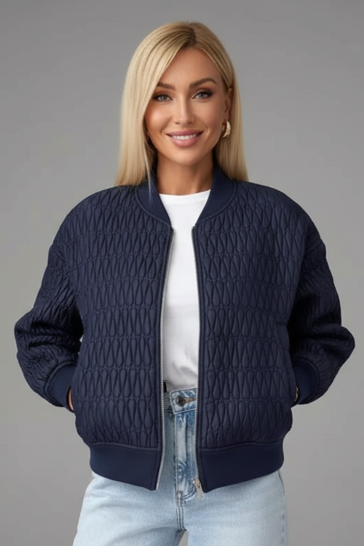 Women’s Bomber Jacket with Quilted Finish and Zip Fastening