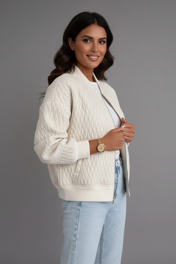 Women’s Bomber Jacket with Quilted Finish and Zip Fastening