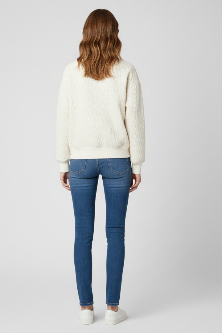 Women’s Bomber Jacket with Quilted Surface and Ribbed Hem