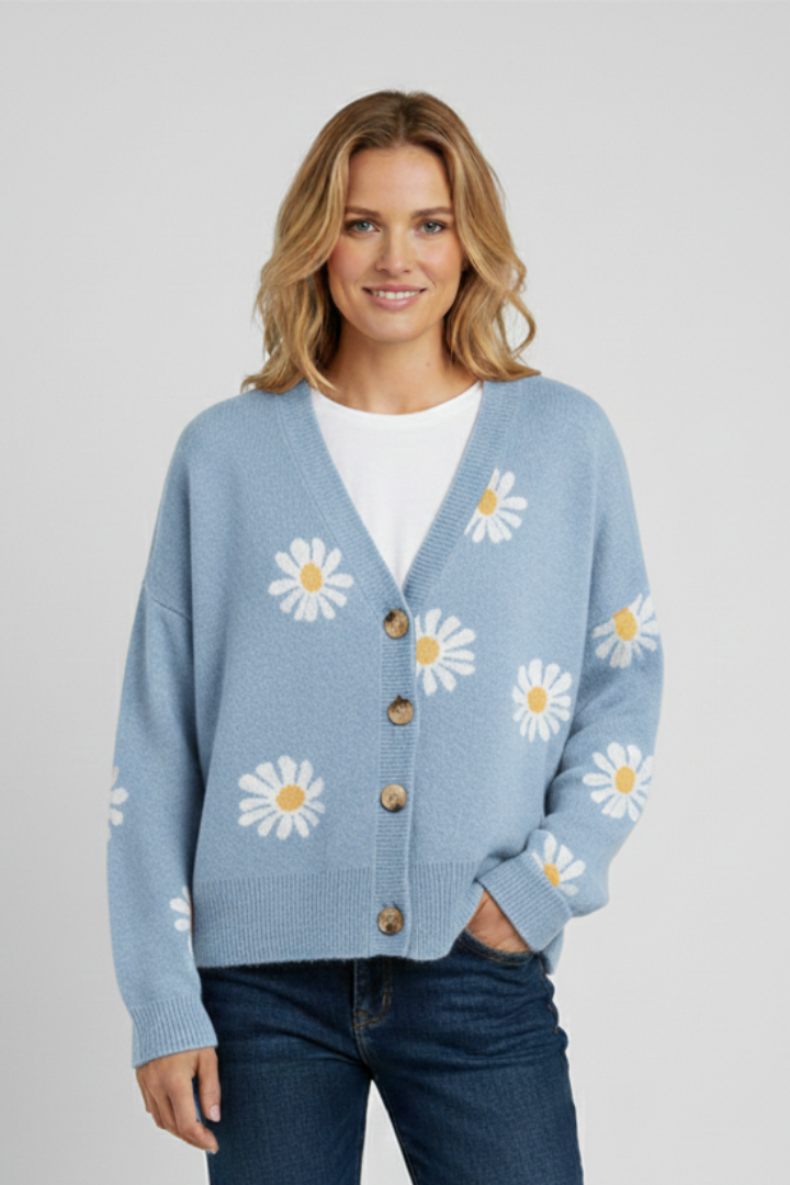 Women’s Cardigan with Buttons and Patterned Surface