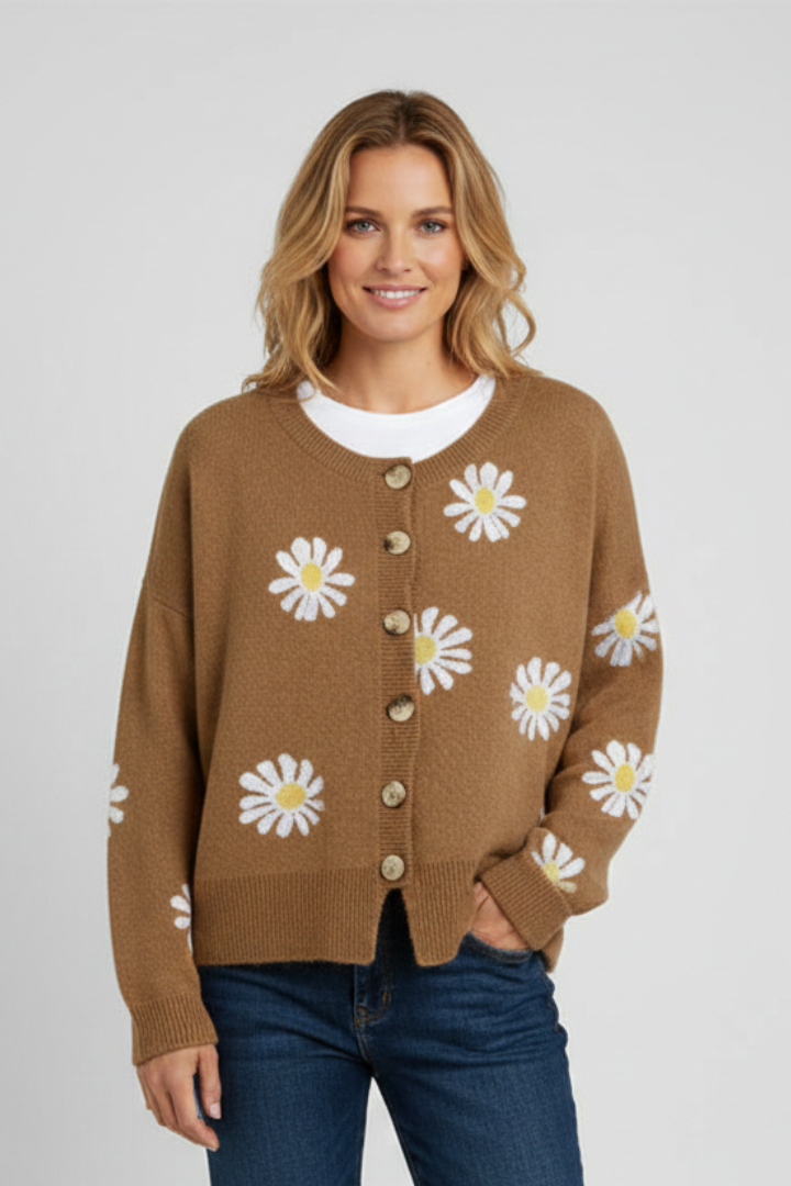 Women’s Cardigan with Buttons and Patterned Surface