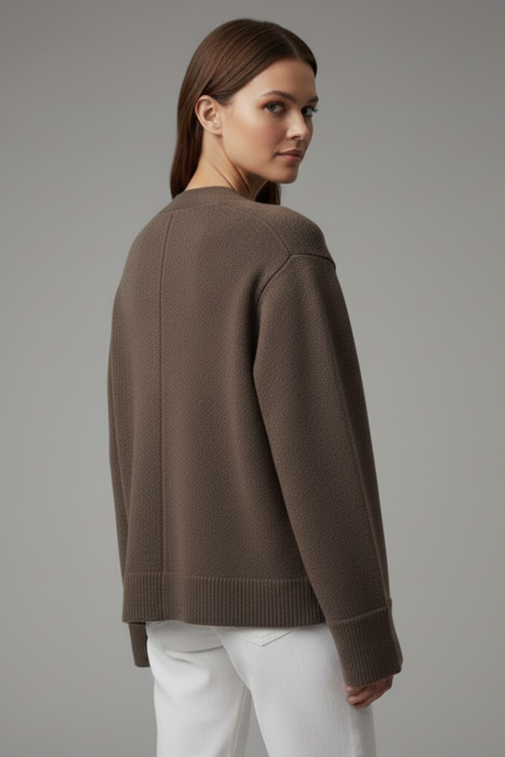 Women’s Cardigan with V-Neckline and Patch Pockets