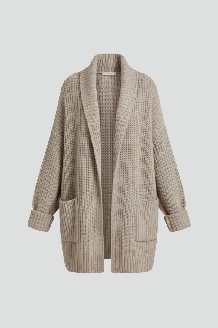 Women’s Cardigan with V Neck and Ribbed Surface