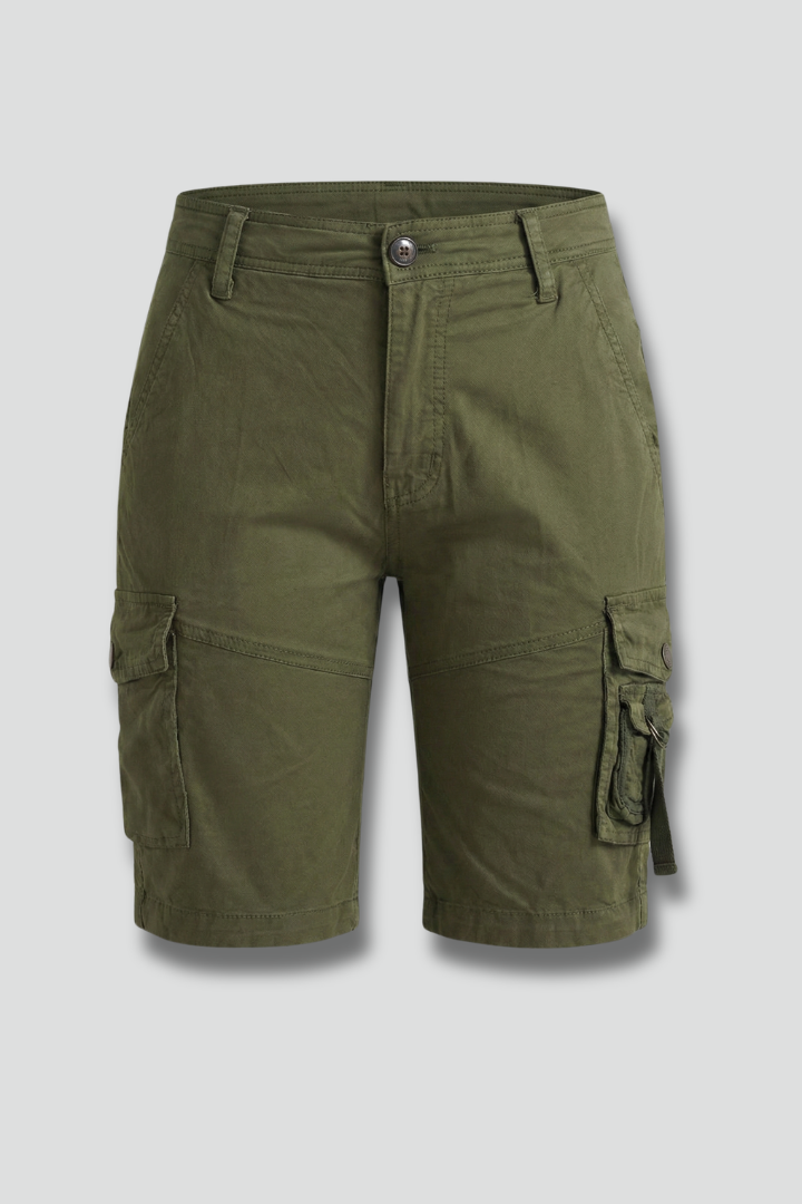 Women’s Cargo Shorts with Button Waist and Flap Pockets