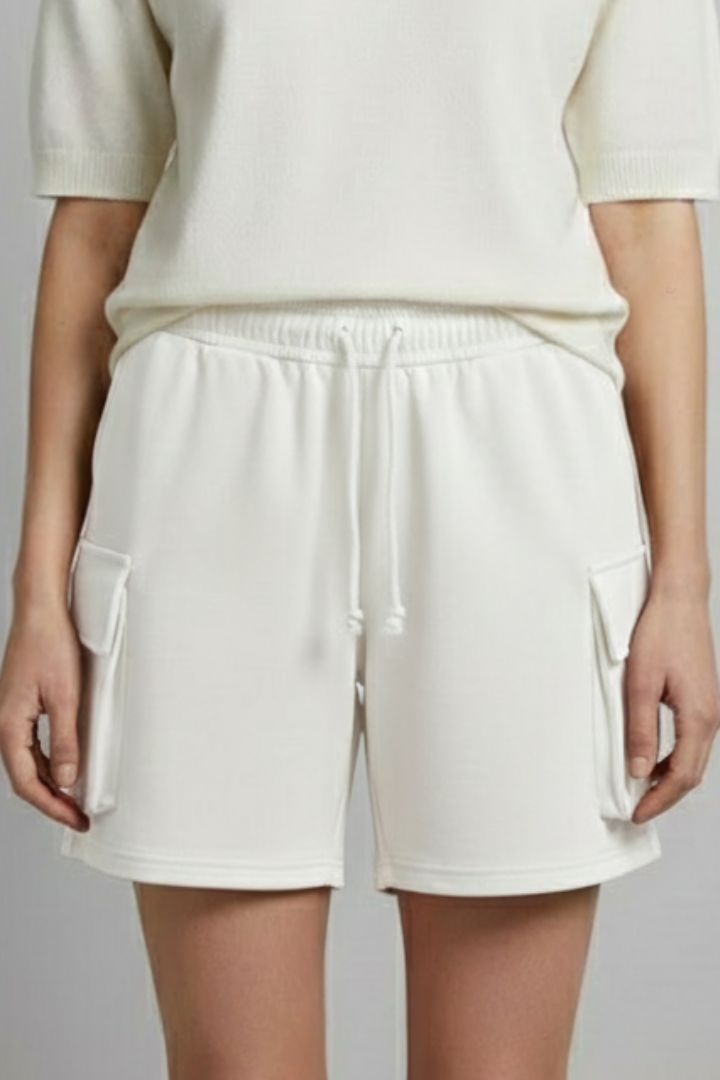 Women’s Cargo Shorts with Elastic Waist and Flap Pockets