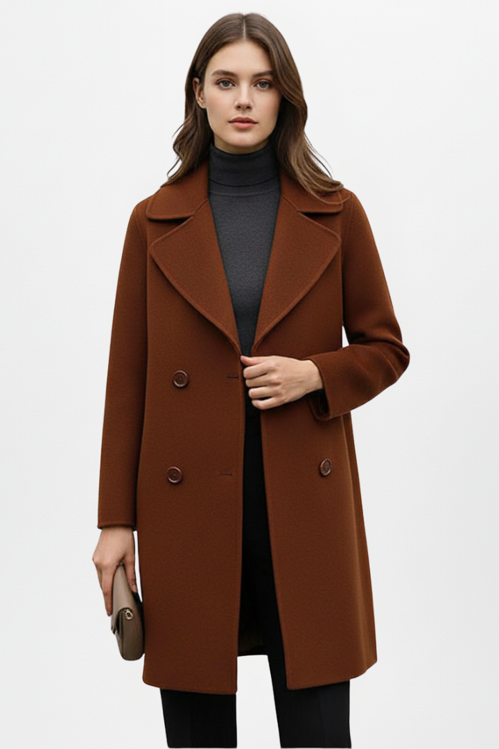 Women’s Coat with Notch Collar and Front Buttons
