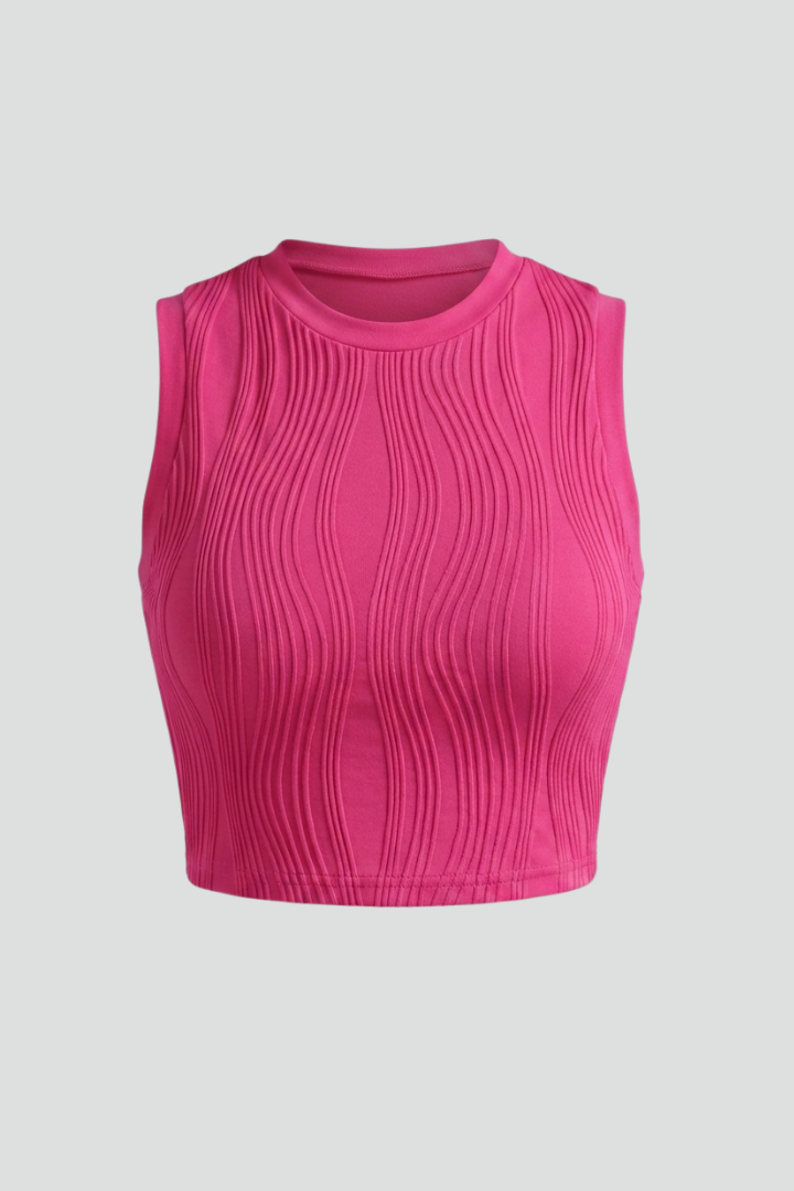 Women’s Crop Top with High Neck and Ribbed Surface