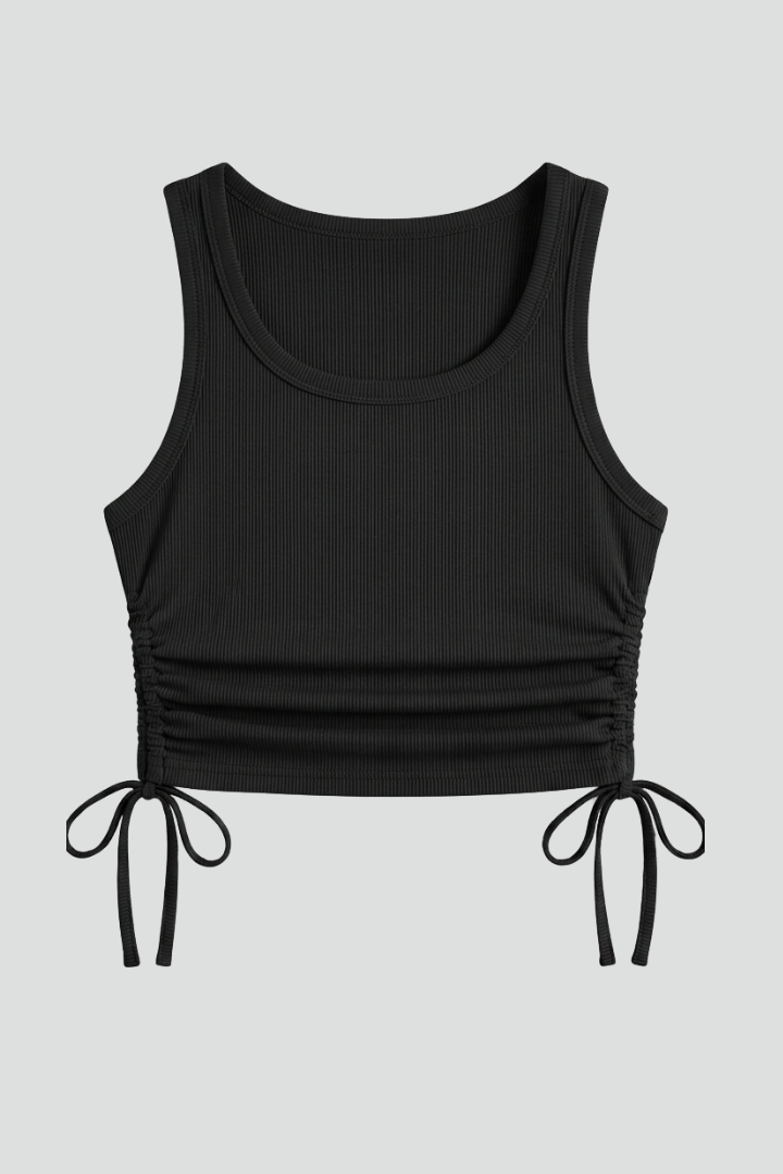 Women’s Crop Top with Side Ruching and Sleeveless Cut