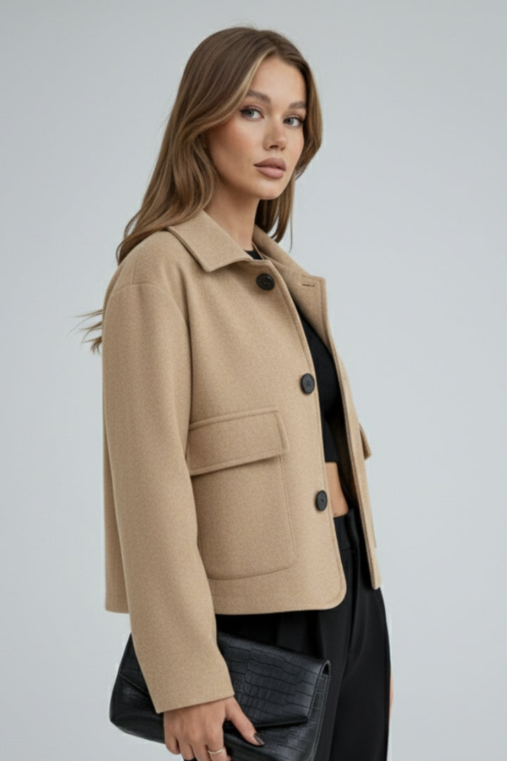 Women’s Cropped Jacket with Shirt Collar