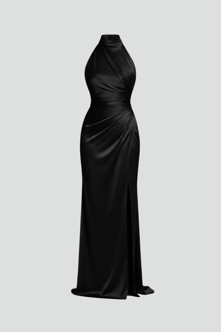 Women’s Dress with Halter Neck and Side Slit