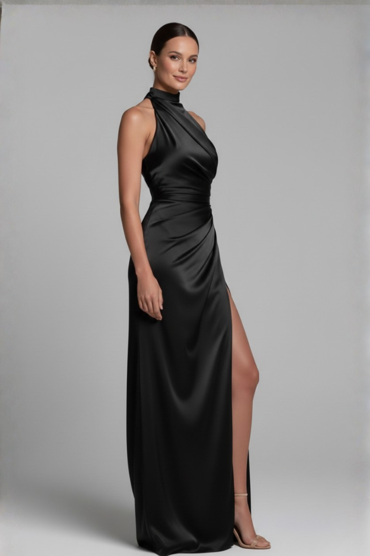 Women’s Dress with Halter Neck and Side Slit
