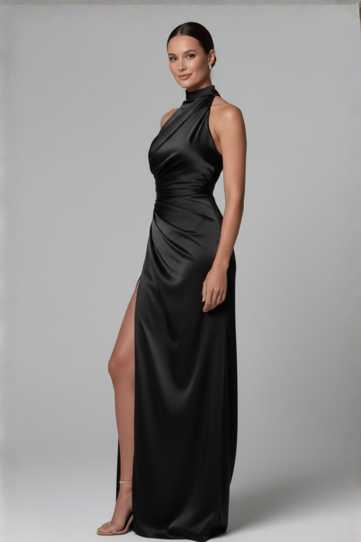Women’s Dress with Halter Neck and Side Slit