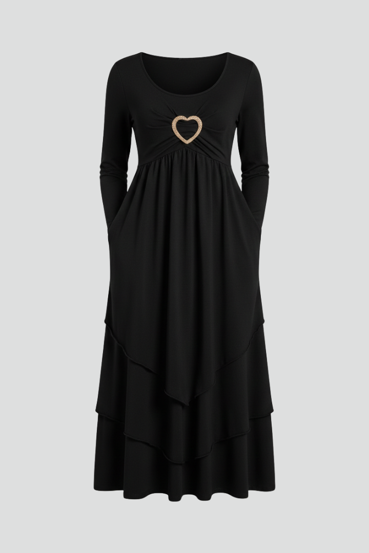 Women’s Dress with Heart Detail and Long Sleeves