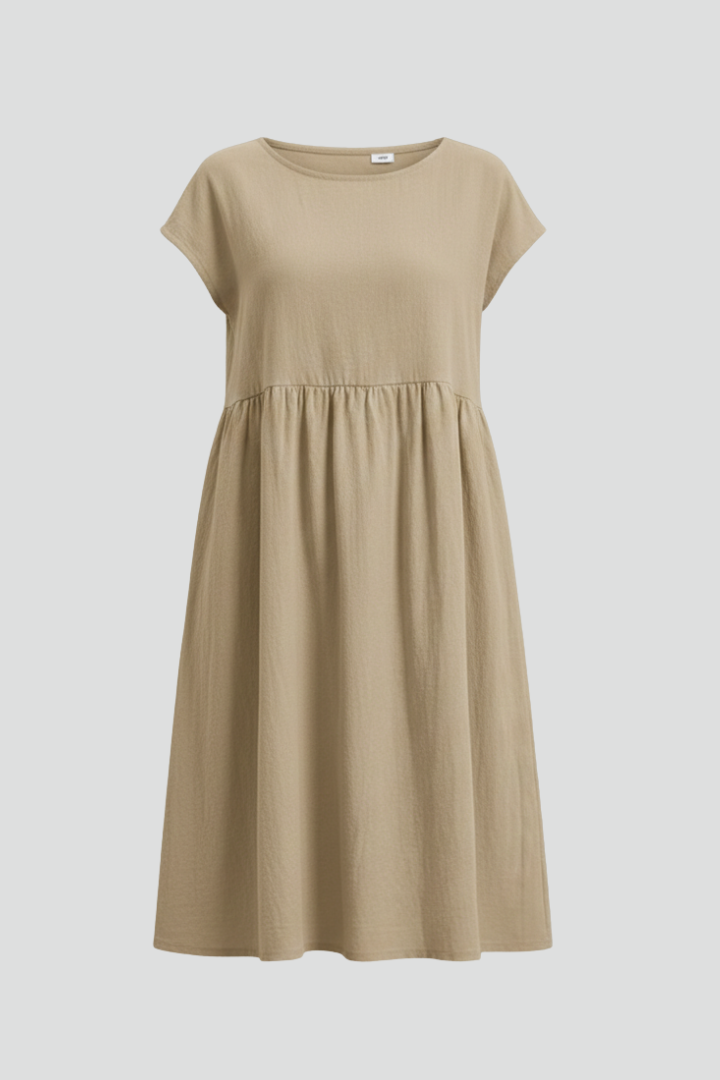 Women’s Dress with Round Neckline and Side Pockets