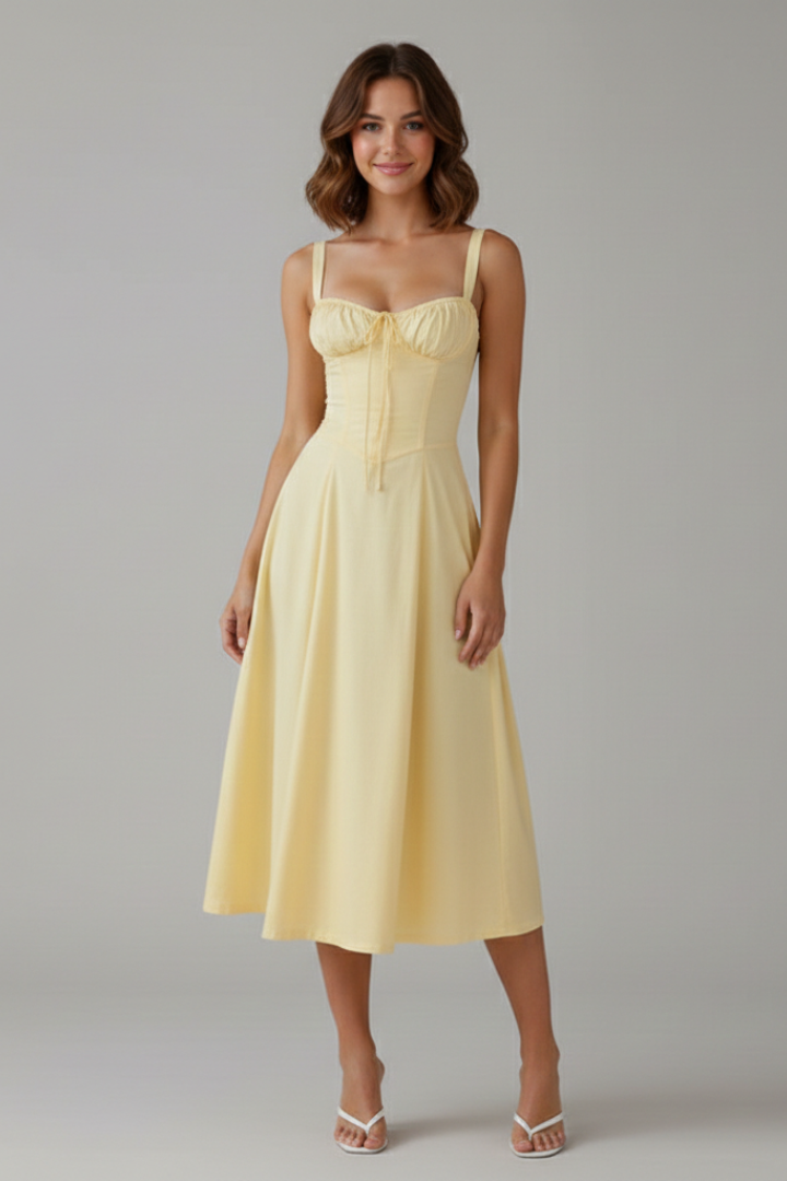 Women’s Dress with Shoulder Straps and Defined Waist