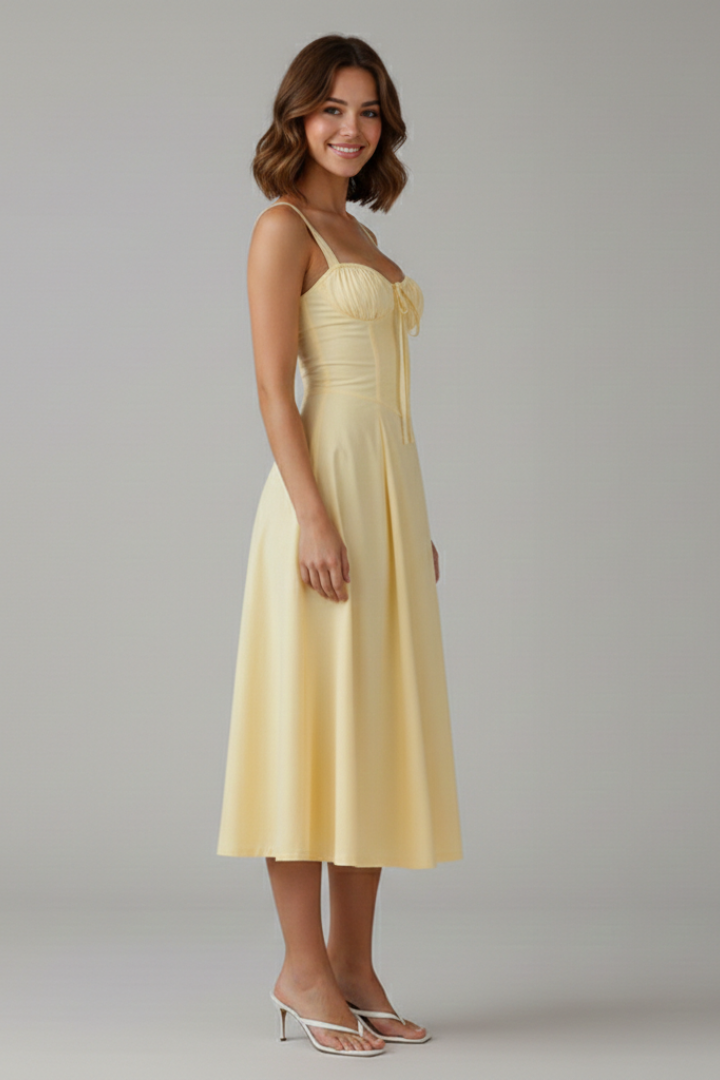 Women’s Dress with Shoulder Straps and Defined Waist