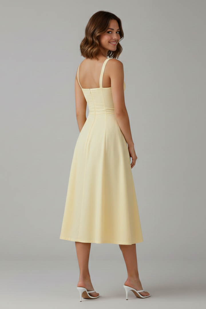Women’s Dress with Shoulder Straps and Defined Waist