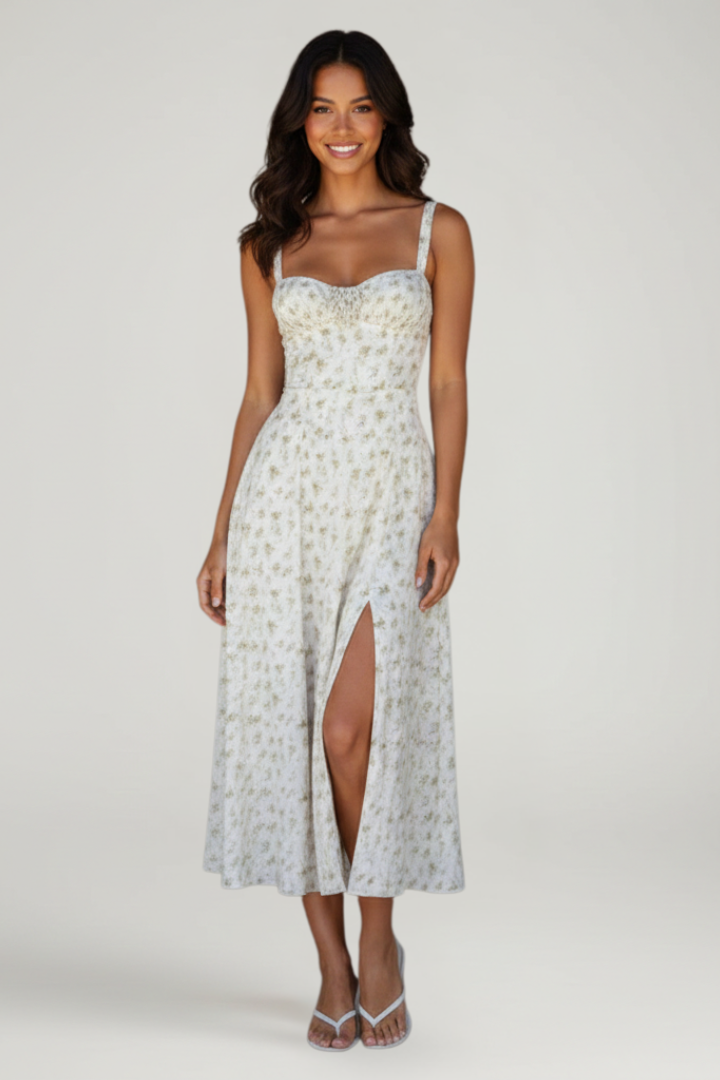 Women’s Dress with Shoulder Straps and Defined Waist