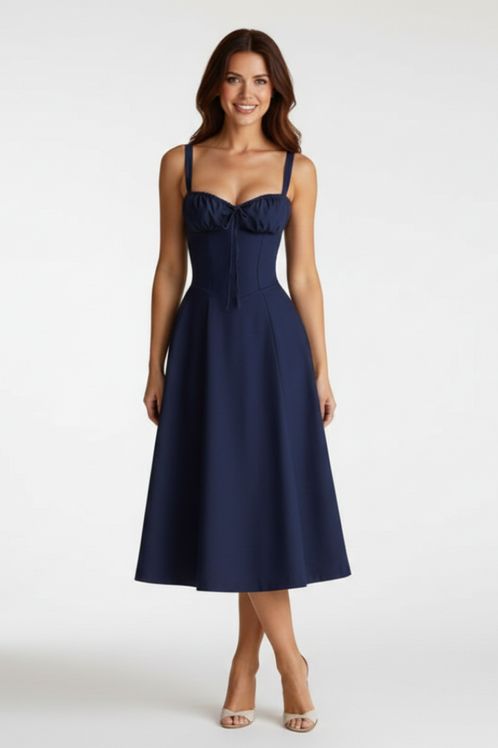 Women’s Dress with Shoulder Straps and Defined Waist