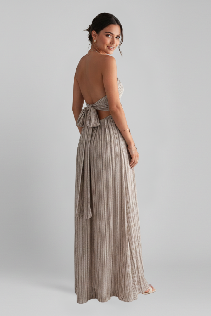 Women’s Dress with Spaghetti Straps and Pleated Surface