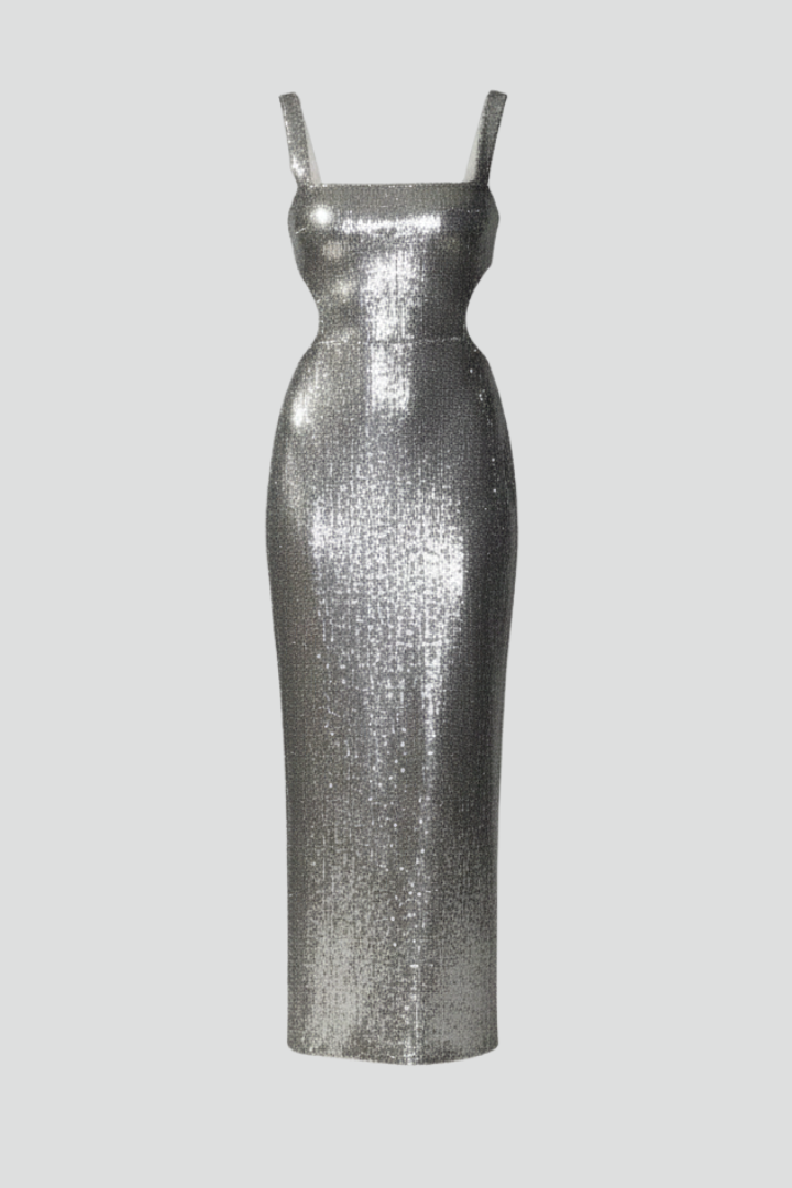 Women’s Dress with Spaghetti Straps and Side Slit