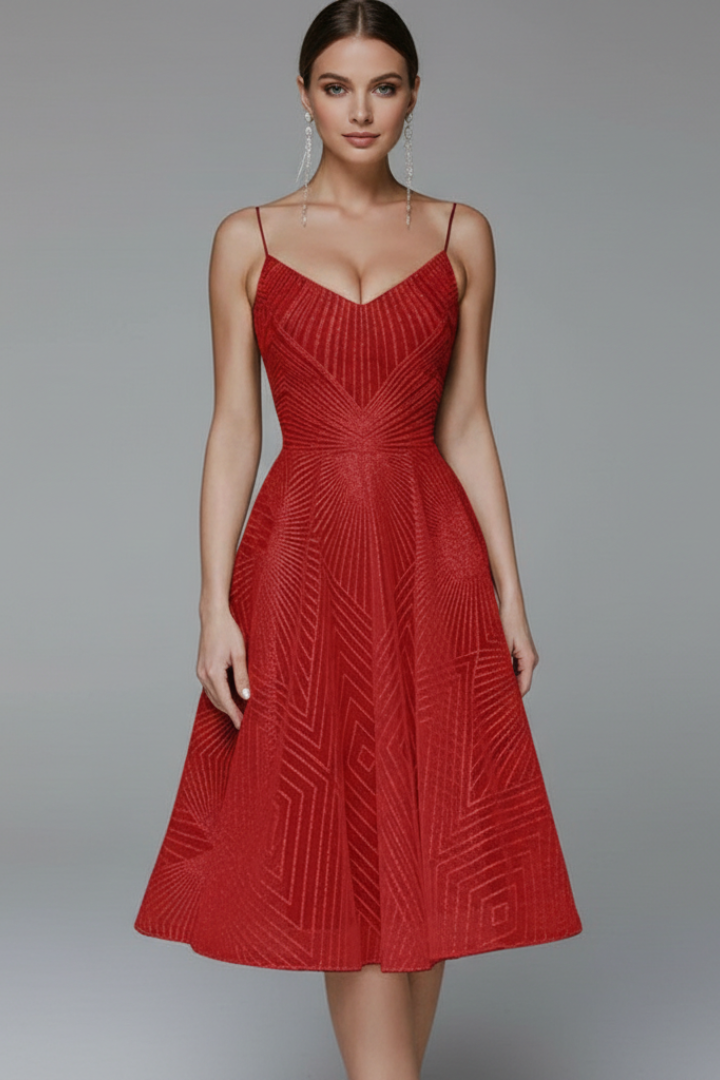 Women’s Dress with Spaghetti Straps and Textured Surface