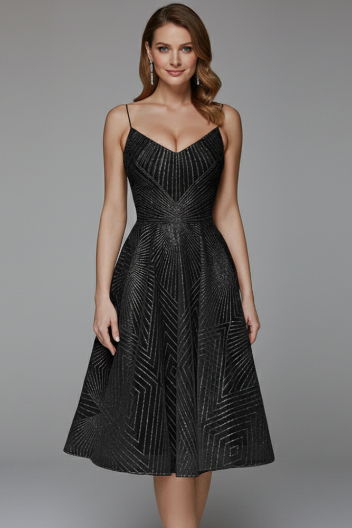 Women’s Dress with Spaghetti Straps and Textured Surface
