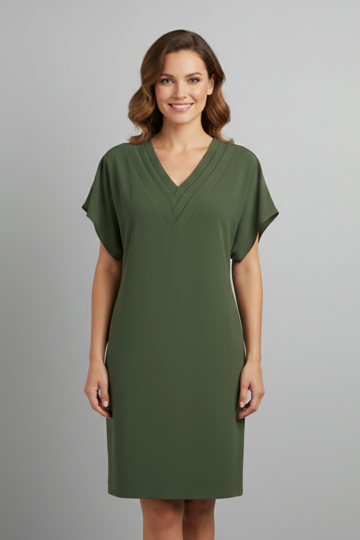 Women’s Dress with V-Neck and Short Sleeves