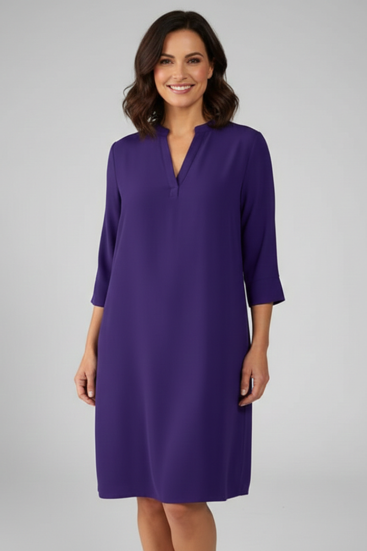 Women’s Dress with V-Neckline and Short Sleeves