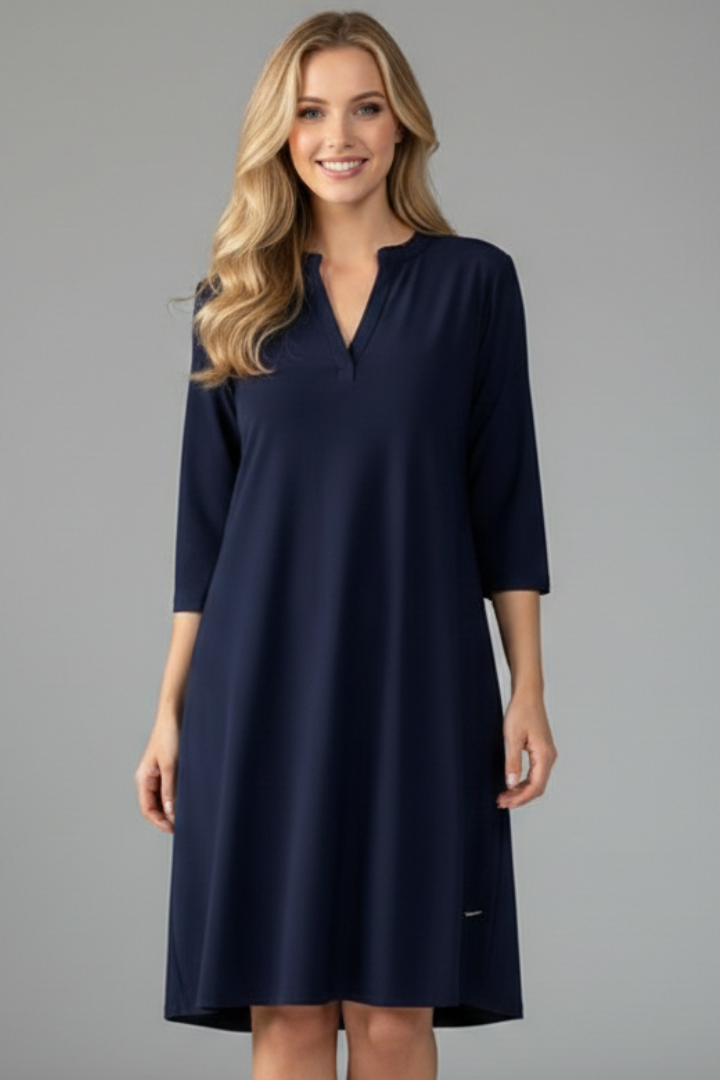 Women’s Dress with V-Neckline and Short Sleeves