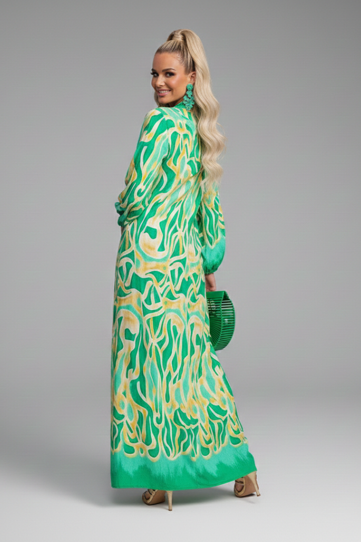 Women’s Dress with V Neck and Long Sleeves