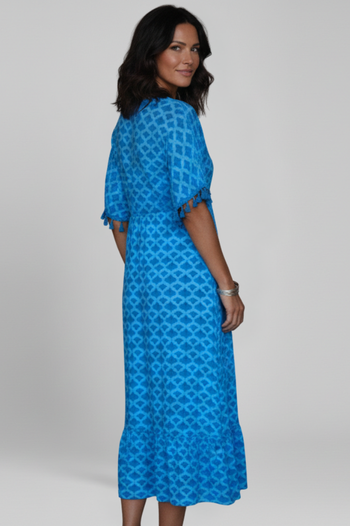 Women’s Dress with V Neck and Short Sleeves