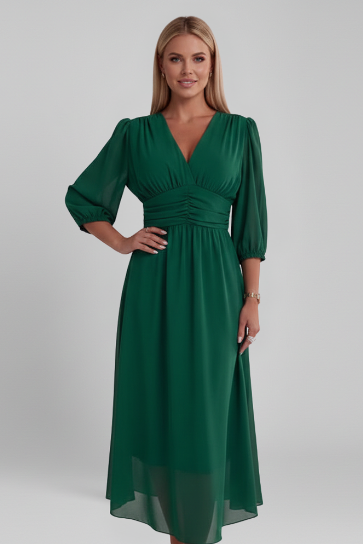 Women’s Dress with V Neck and Wrap Waist