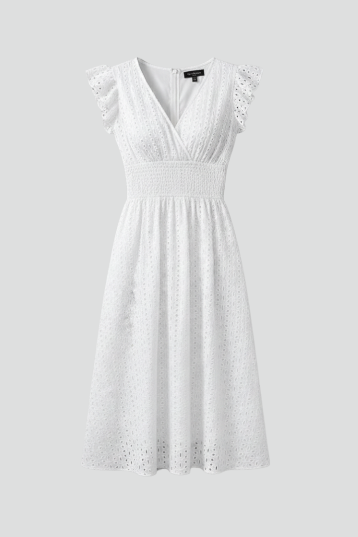 Women’s Dress with V Neckline and Short Sleeves