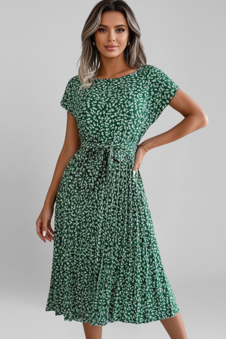 Women’s Dress with V Neckline and Waist Belt