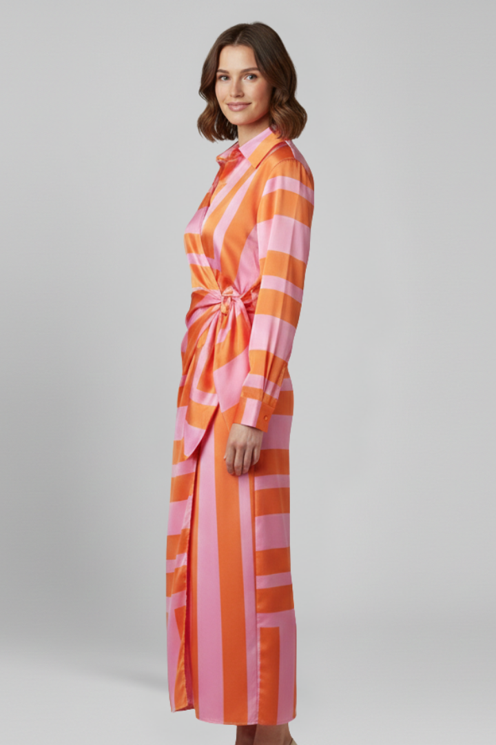 Women’s Dress with Waist Tie and Long Sleeves