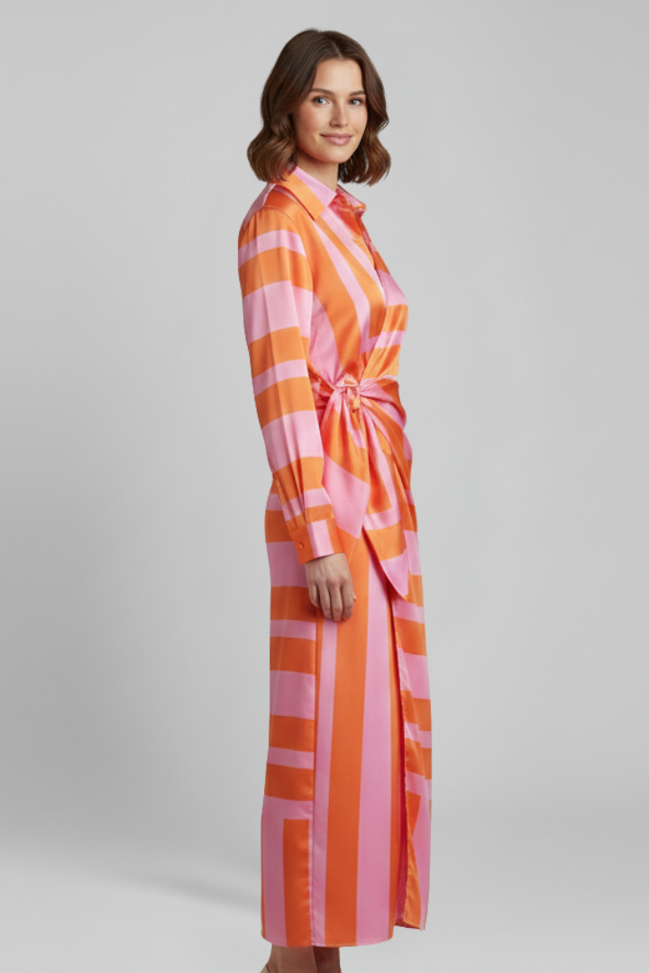 Women’s Dress with Waist Tie and Long Sleeves