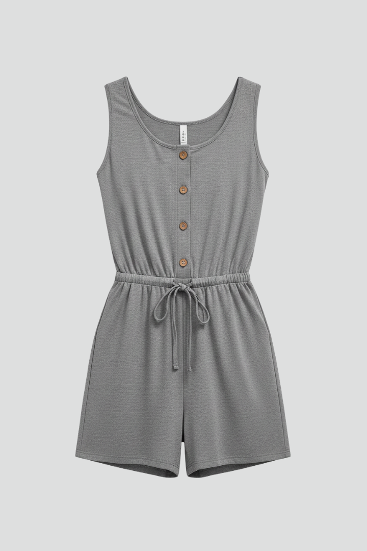 Women’s Jumpsuit with Button Front and Drawstring Waist