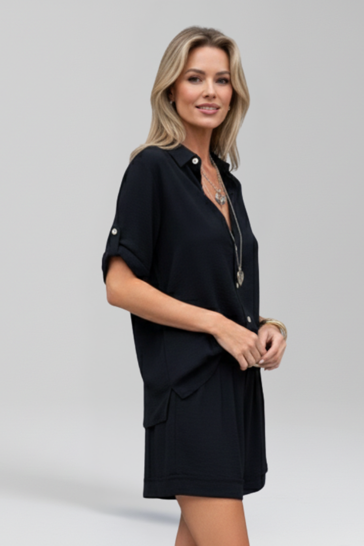 Women’s Jumpsuit with Button Front and Short Legs