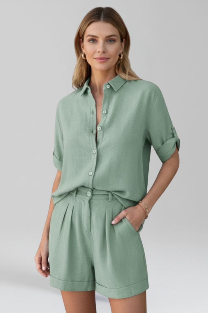 Women’s Jumpsuit with Button Front and Short Legs