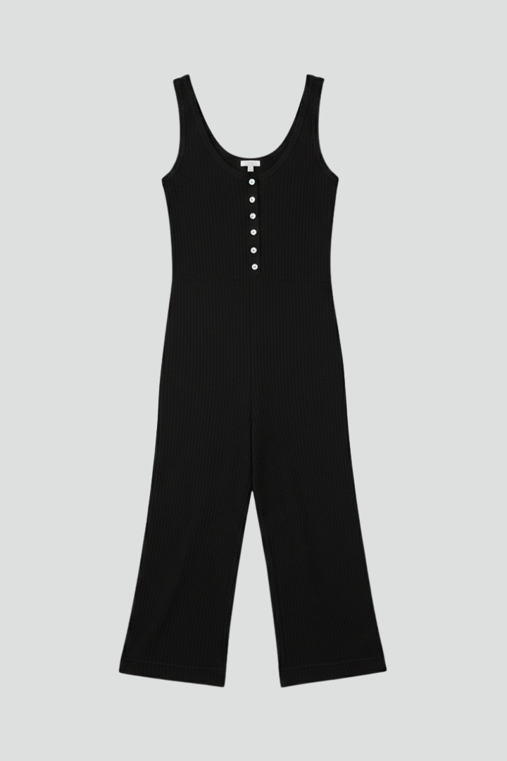 Women’s Jumpsuit with Button Placket and Side Pockets