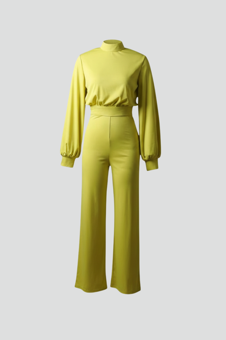 Women’s Jumpsuit with Half Collar and Long Sleeves