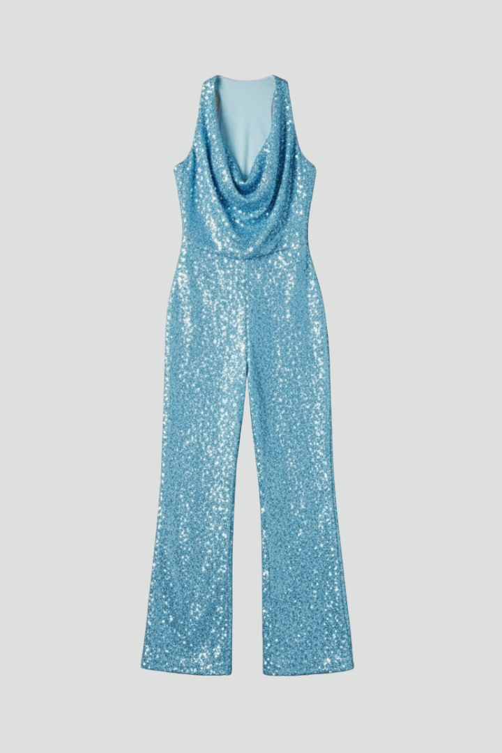 Women’s Jumpsuit with Halter Neckline and Textured Surface