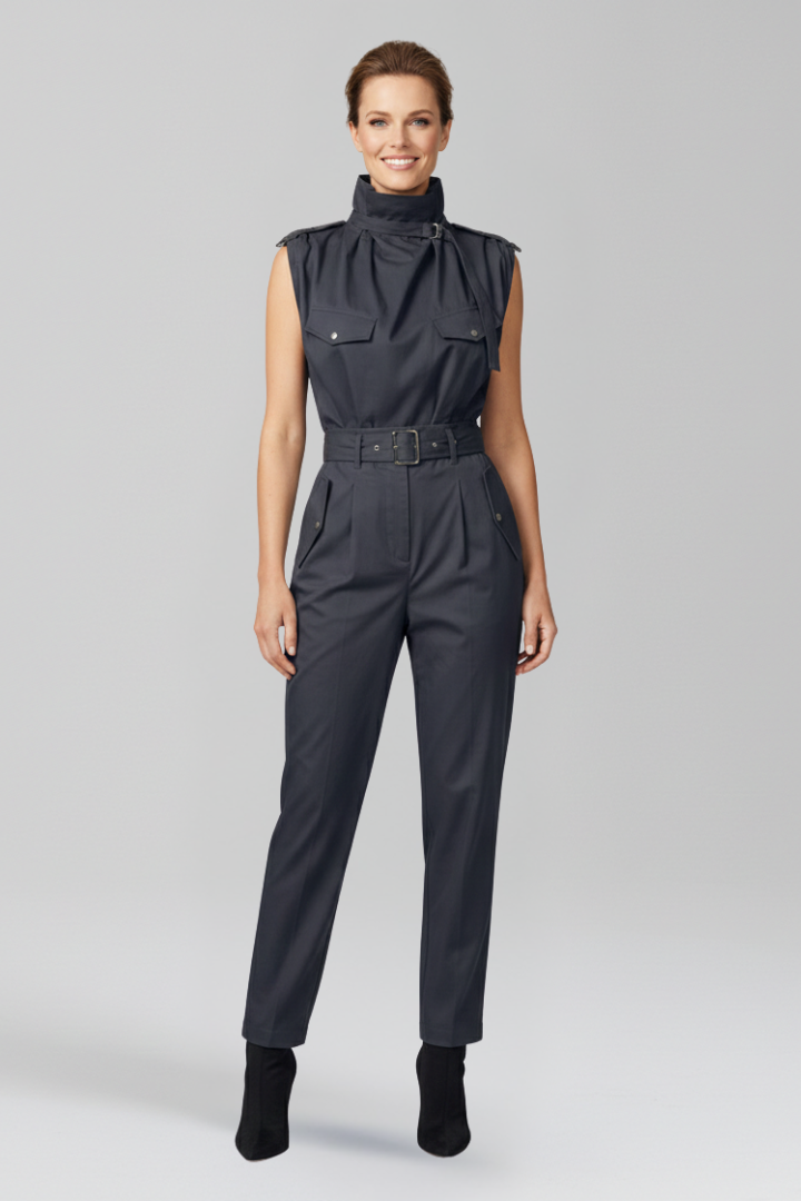 Women’s Jumpsuit with High Neck and Sleeveless Cut